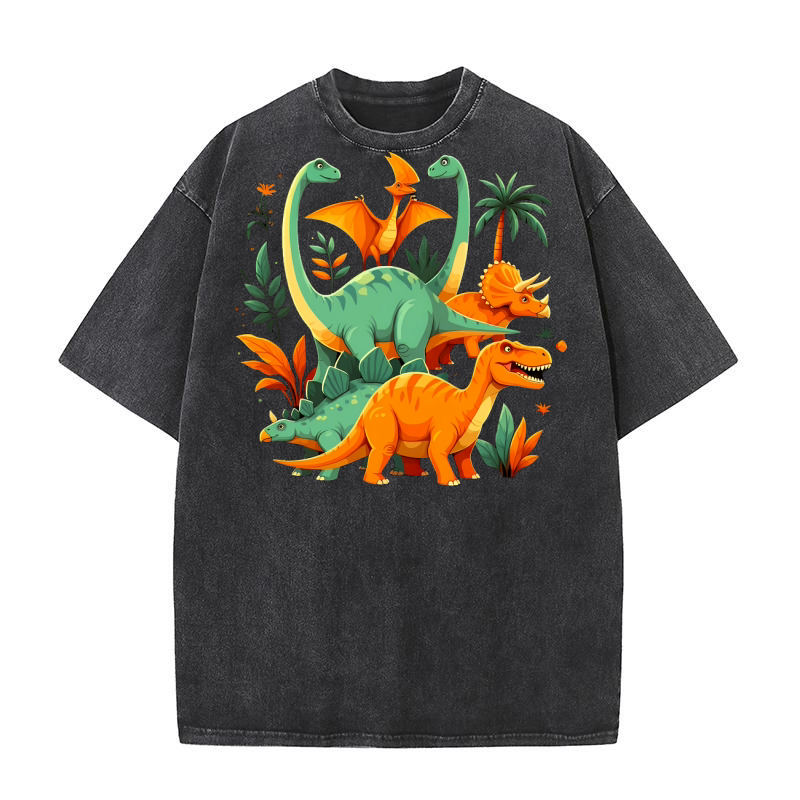 Funny Dinosaur 03 Washed T-Shirt