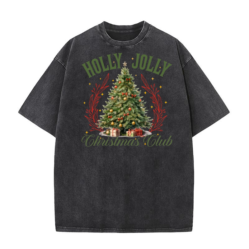 Holly Jolly Christmas club Washed T-Shirt