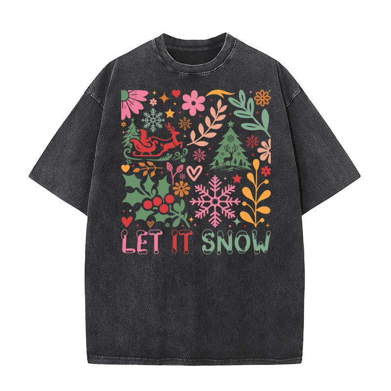 Let It Snow Boho Flowers 02 Washed T-Shirt