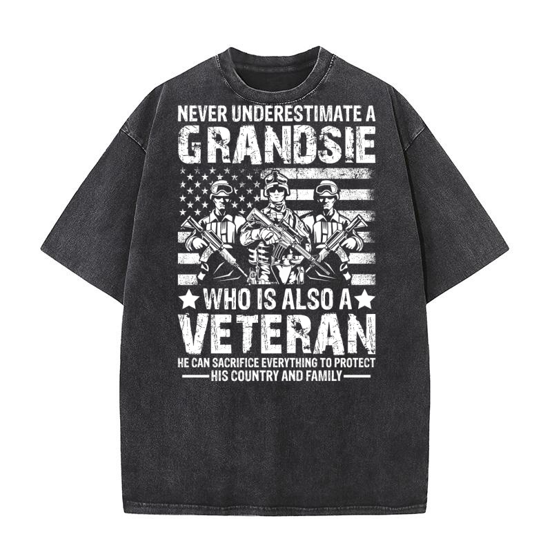 NEVER UNDERESTIMATE A VETERAN Washed T-Shirt