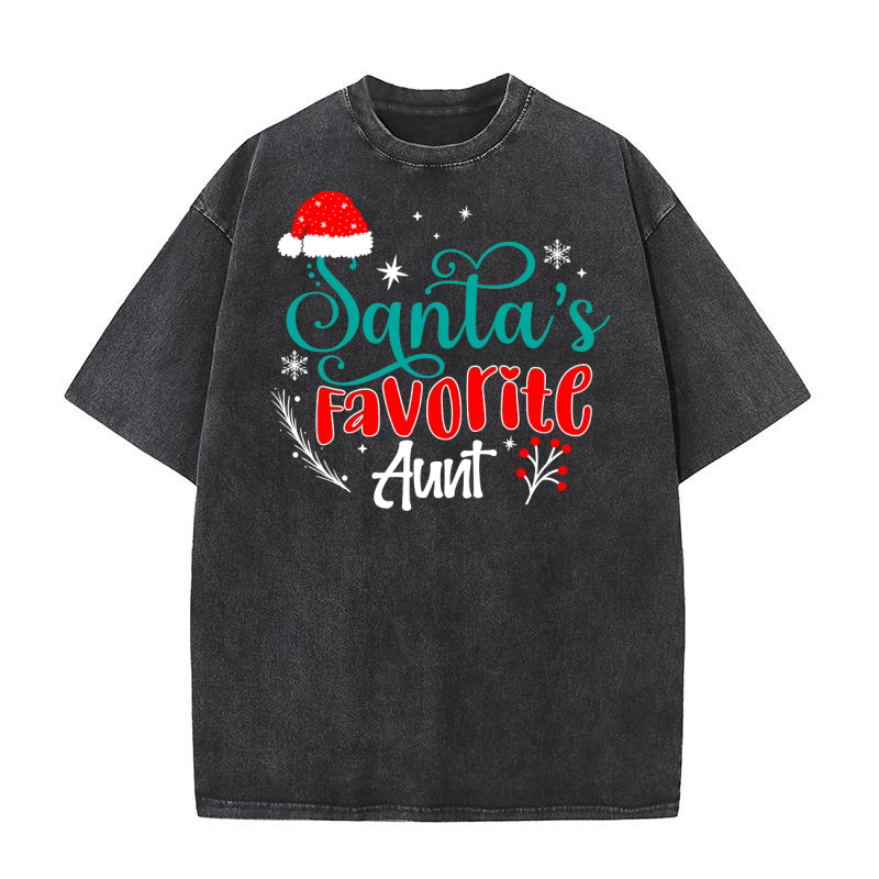 Santas Favorite Aunt Washed T-Shirt