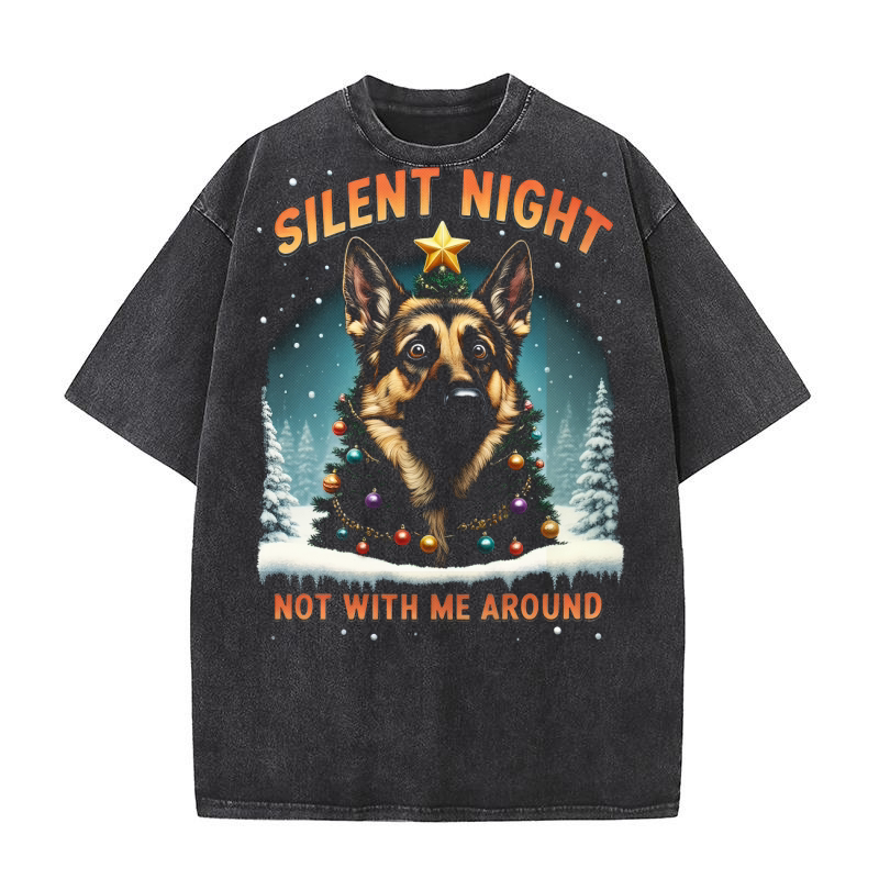Silent Night Not with Me Around Washed T-Shirt