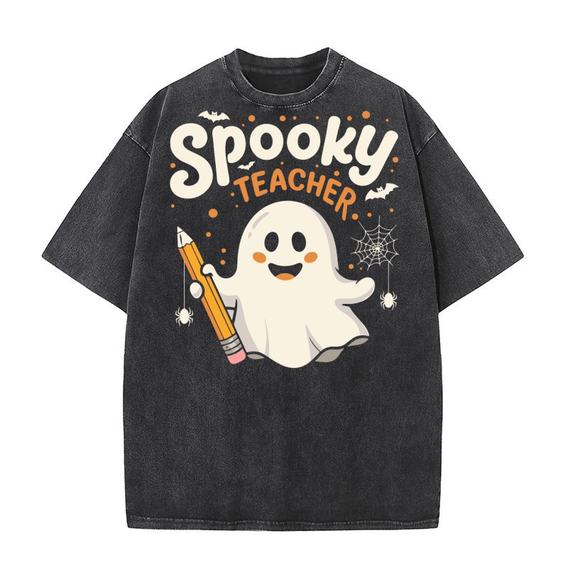Spooky Teacher Halloween 10.01 Washed T-Shirt