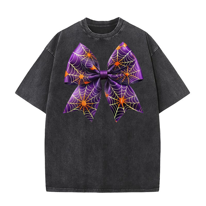Watercolour Black Halloween Bows 04 Washed T-Shirt