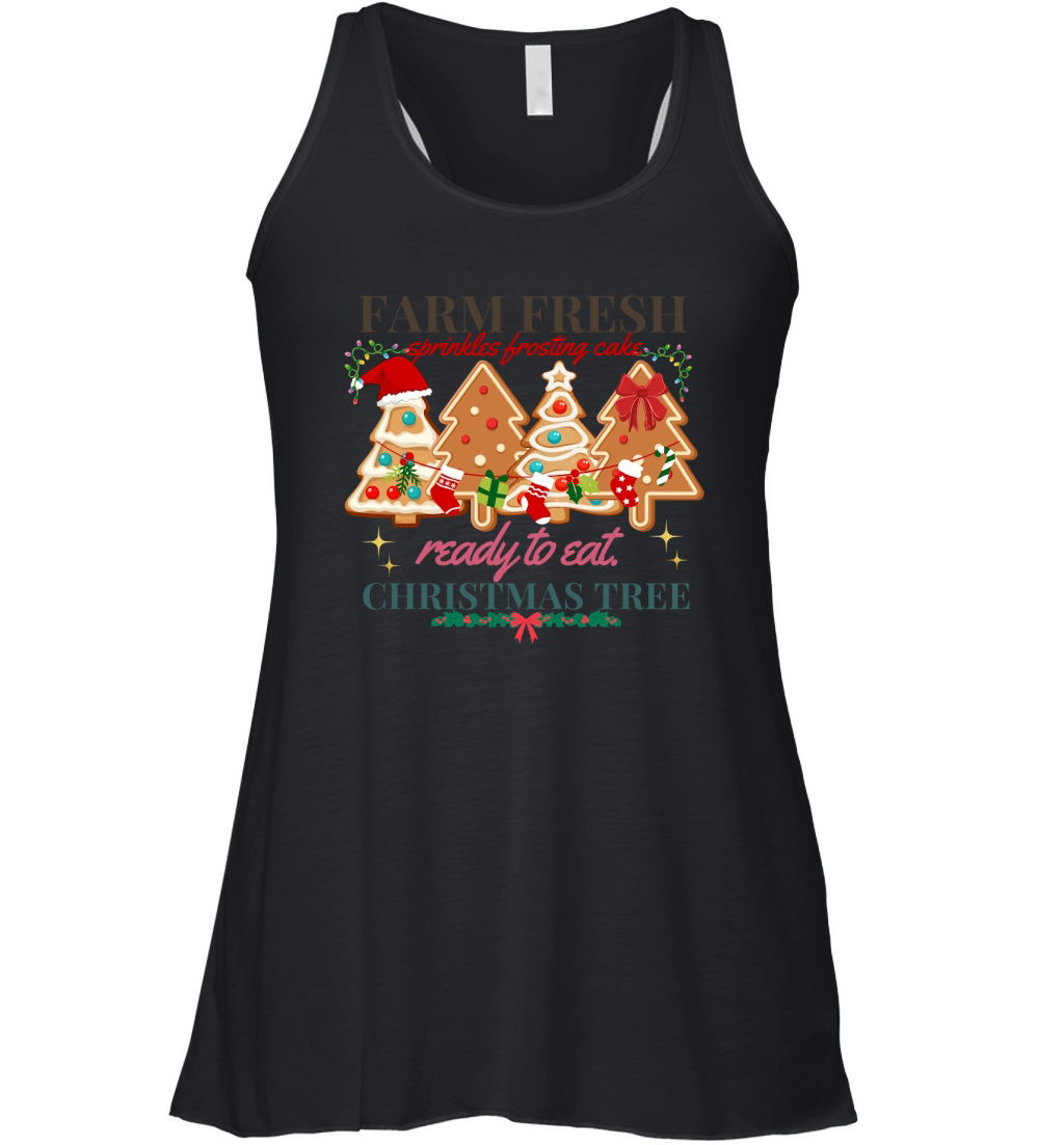Farm fresh sprinkles frosting cake Ready to eat christmas tree Women's Flowy Tank Top