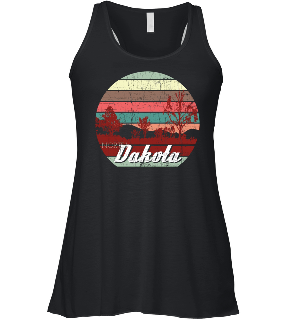 Retro Color Distressed Design North Dakota Travel Women's Flowy Tank Top