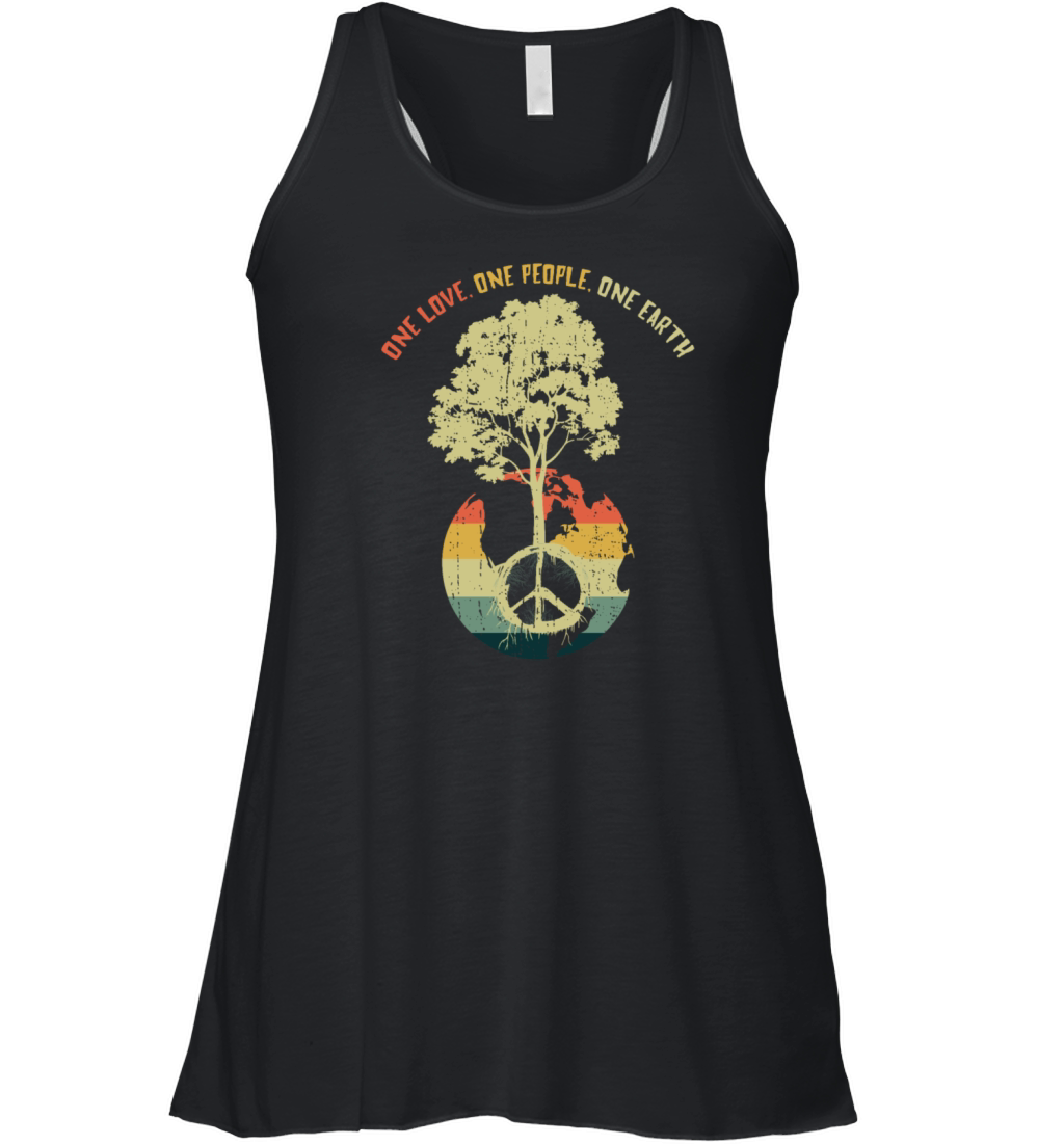 Retro Vintage People Planet Save World Earth Day Women's Flowy Tank Top