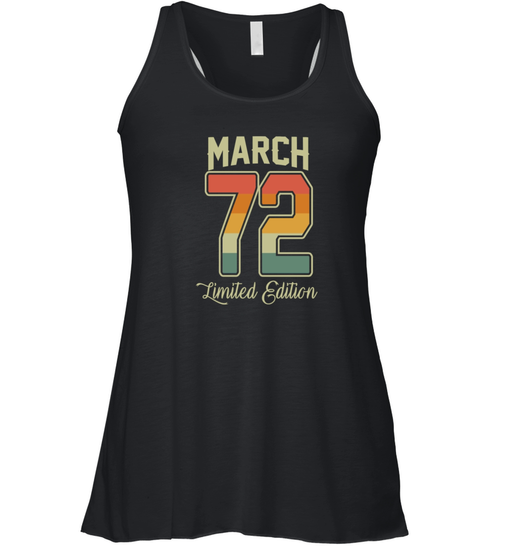 Vintage 50th Birthday March 1972 Sports Gift Women's Flowy Tank Top
