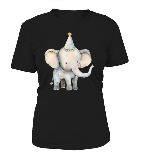 Elephant with Party Hat Watercolor Women's T-Shirt
