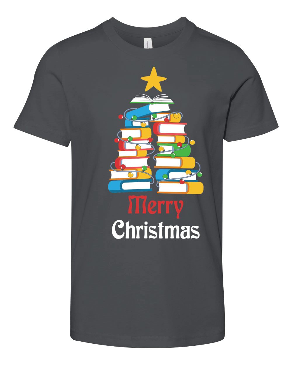 Merry Christmas Tree Love reading Youth Unisex Jersey Tee