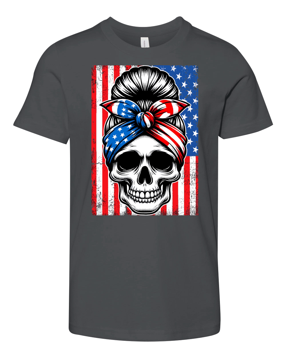 USA Flag Vintage Skeleton 4th of july 4 Youth Unisex Jersey Tee