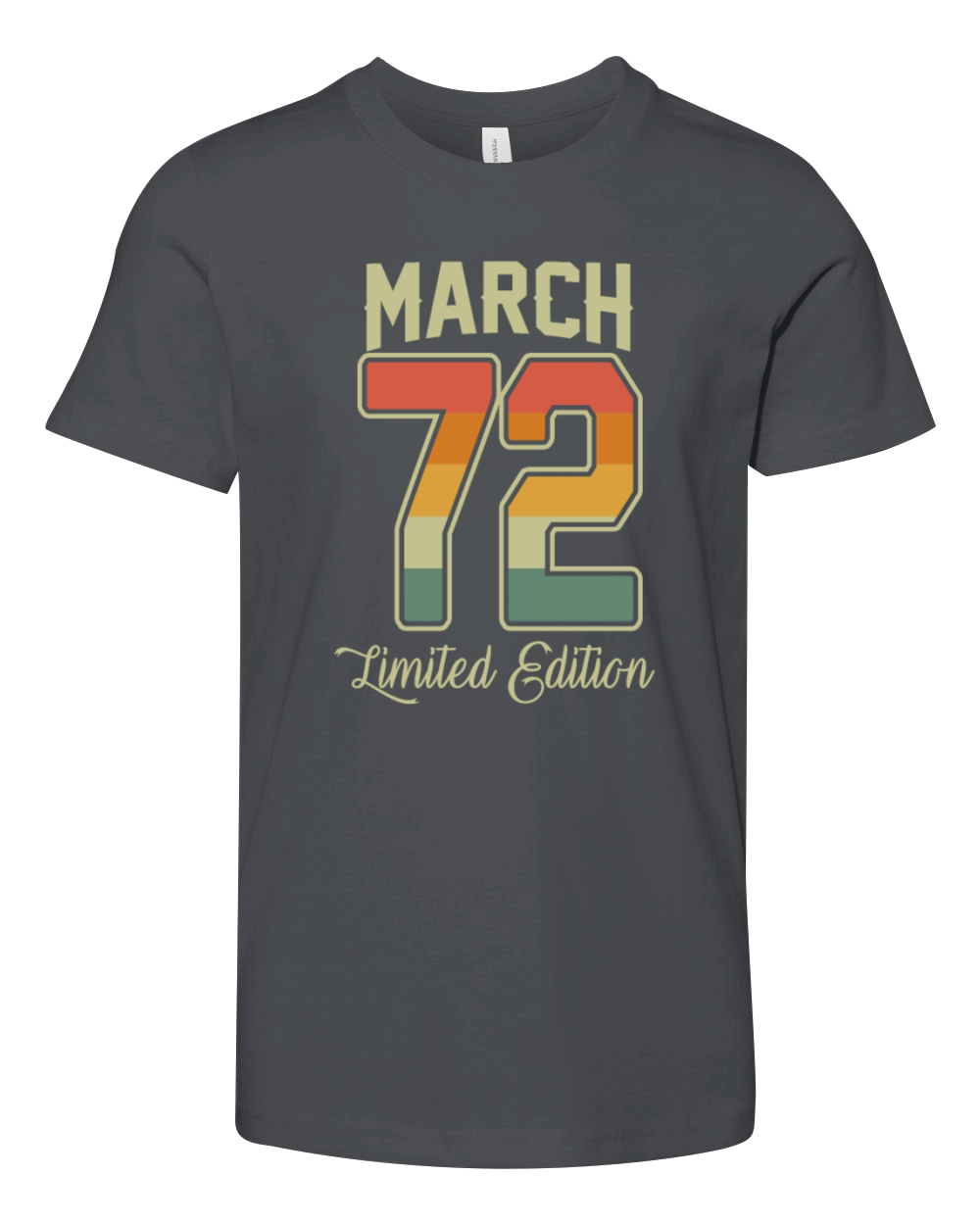 Vintage 50th Birthday March 1972 Sports Gift Youth Unisex Jersey Tee
