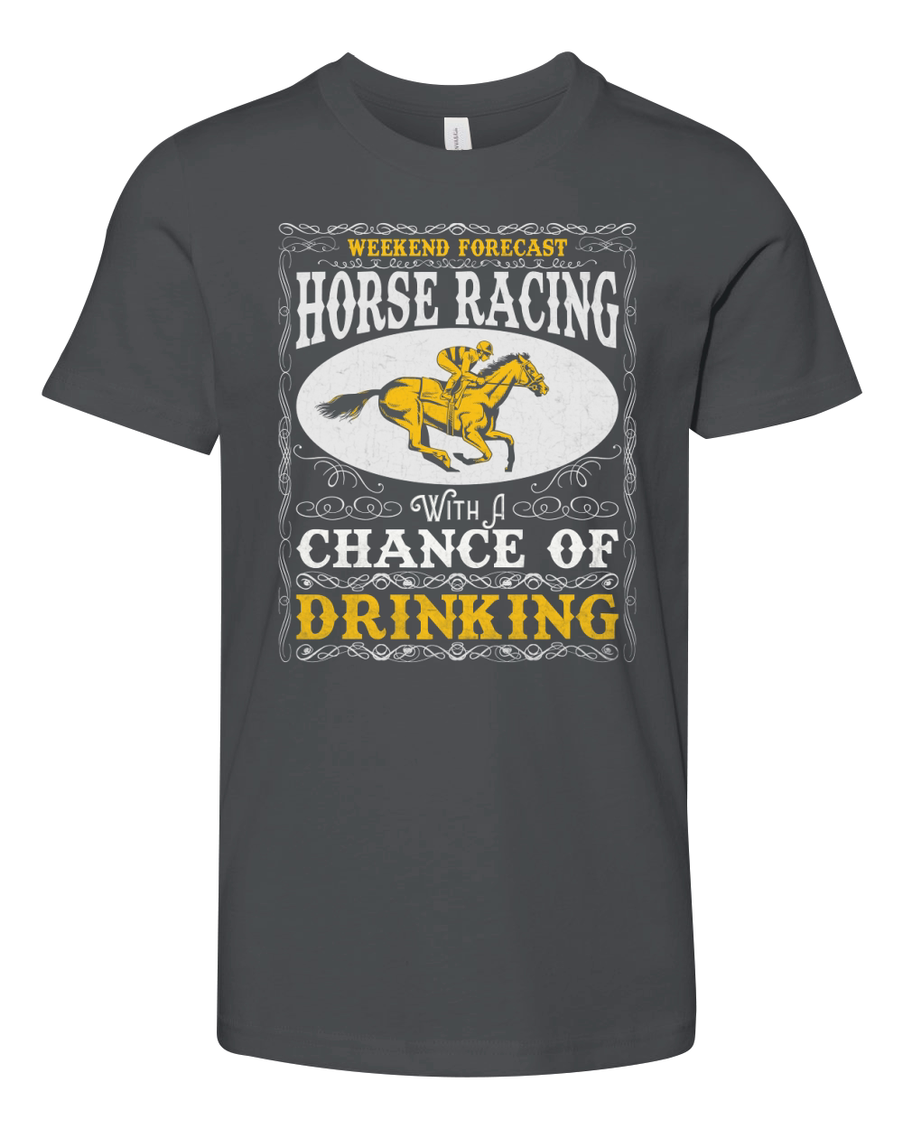 Weekend Forecast Horse Racing Chance of Drinking Youth Unisex Jersey Tee