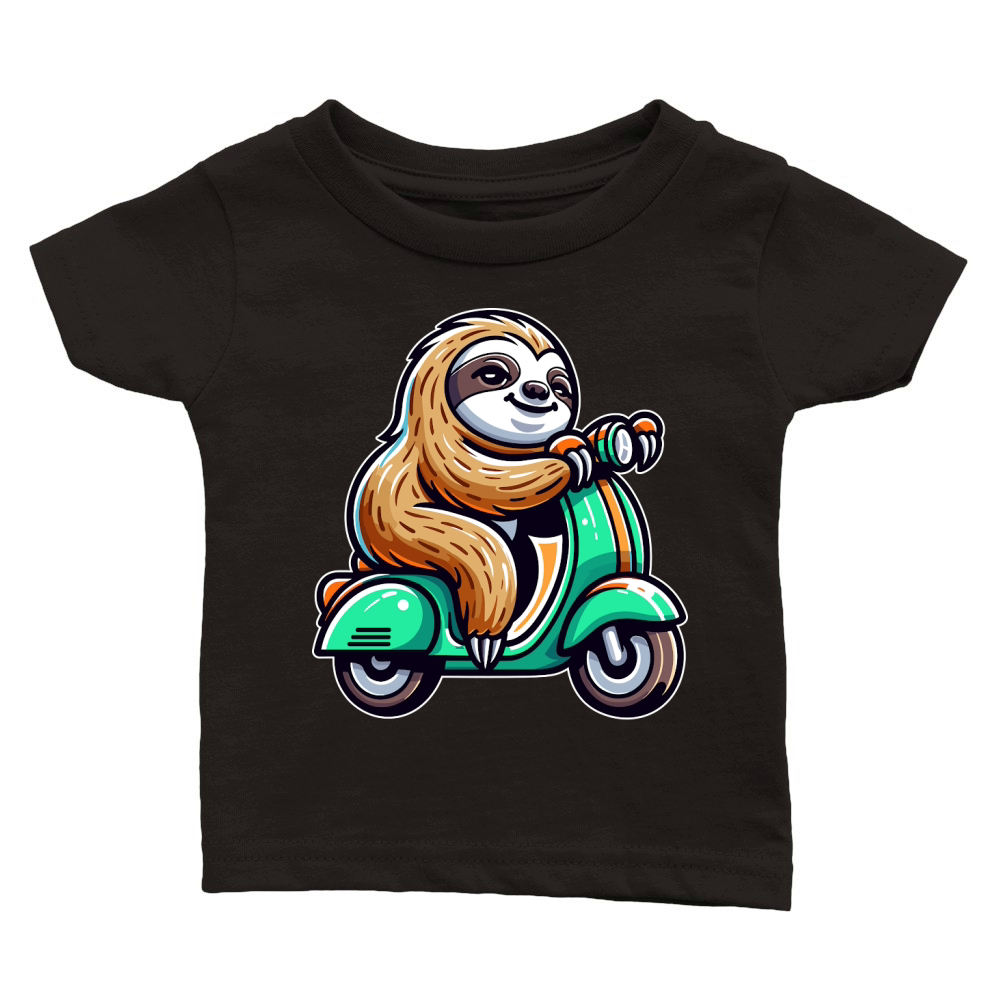 Sloth Riding Scooter 5 Classic Baby Crewneck T-shirt