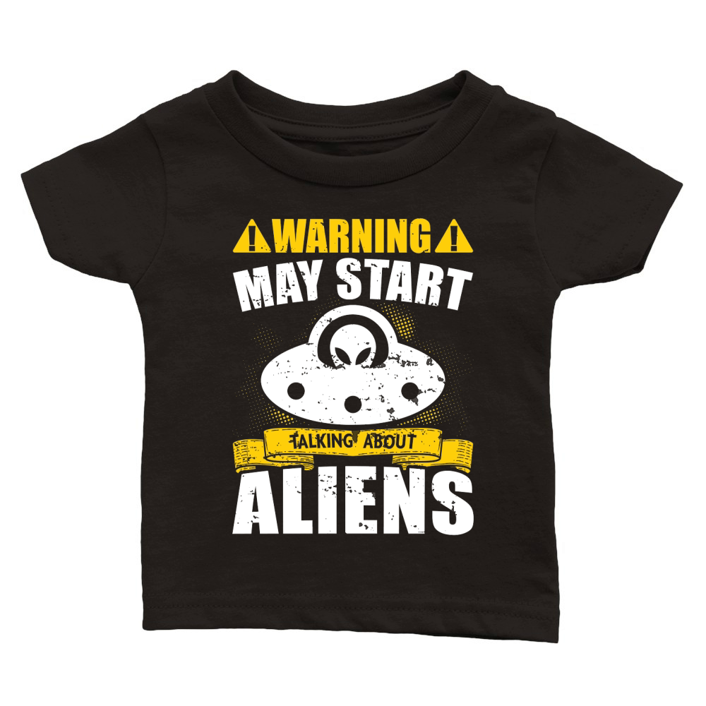 Vintage UFO Alien Warning May Start taking about Aliens Classic Baby Crewneck T-shirt