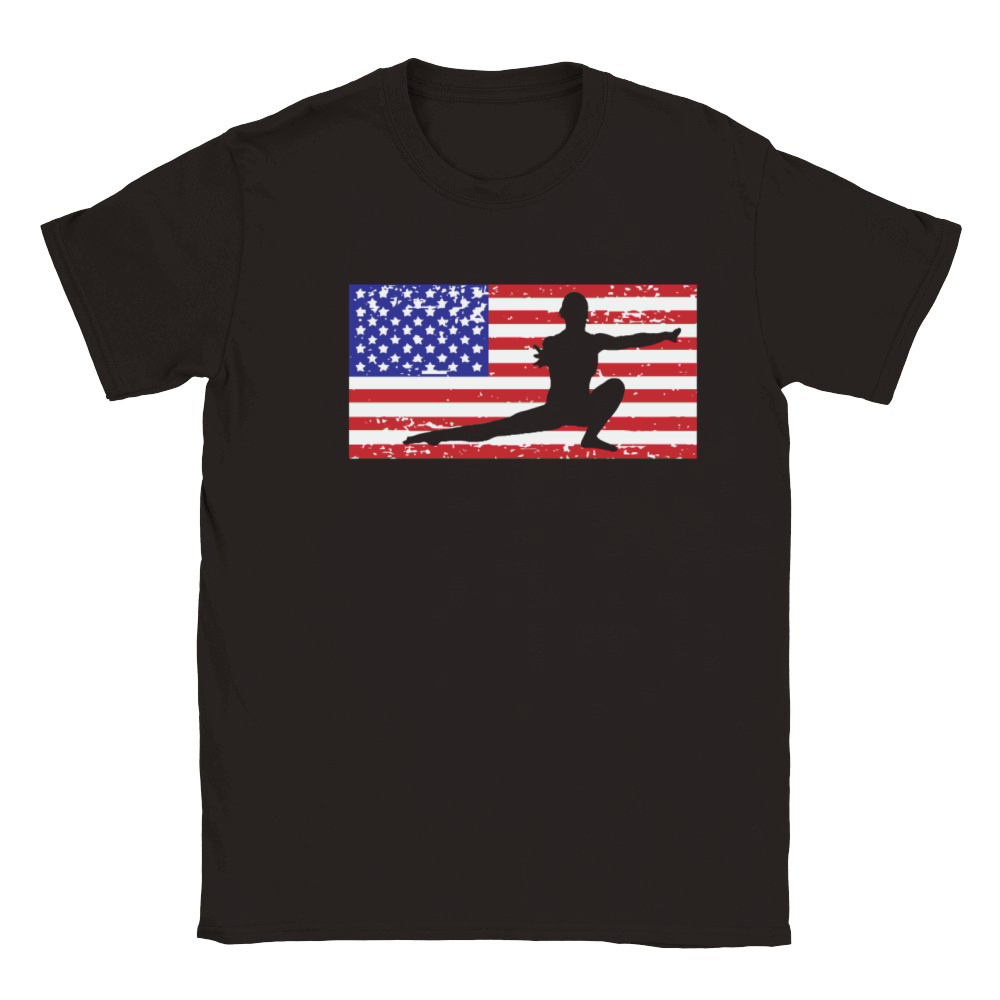 American Flag Vintage USA Flag Acrobatics Gymnast Classic Kids Crewneck T-shirt