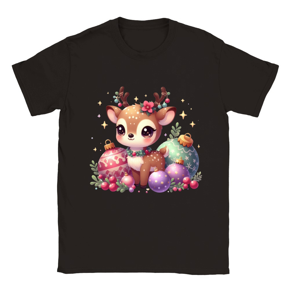 Cute Deer Christmas Watercolor Clipart2 Classic Kids Crewneck T-shirt