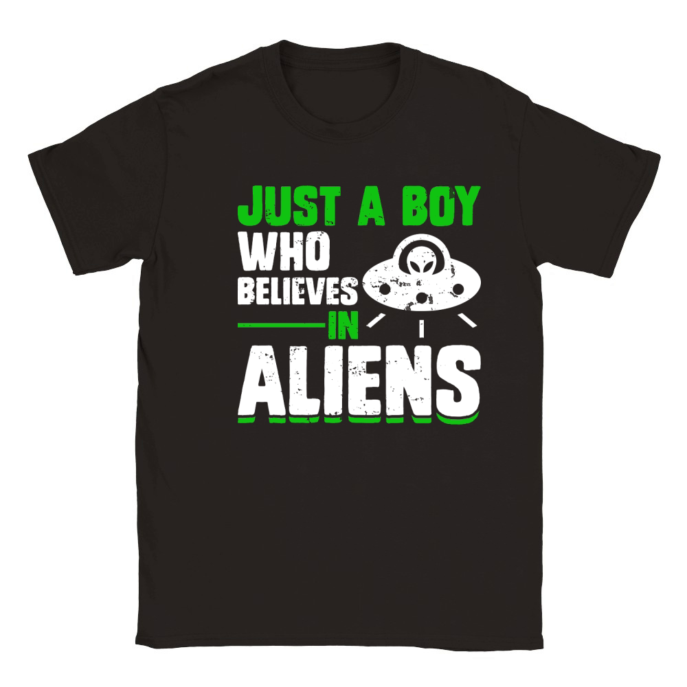 Vintage UFO Alien just a boy who believes in Aliens Classic Kids Crewneck T-shirt