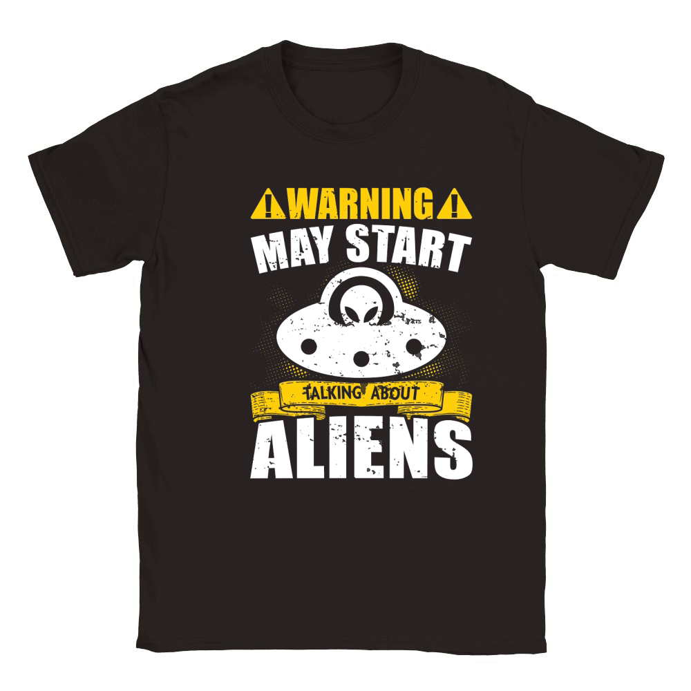 Vintage UFO Alien Warning May Start taking about Aliens Classic Kids Crewneck T-shirt