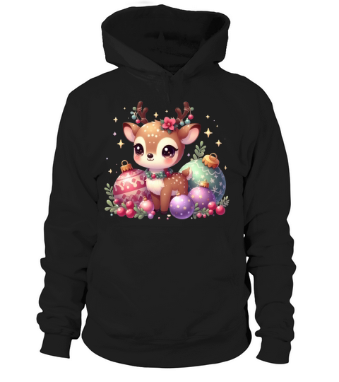 Cute Deer Christmas Watercolor Clipart2 Hoodie Unisex
