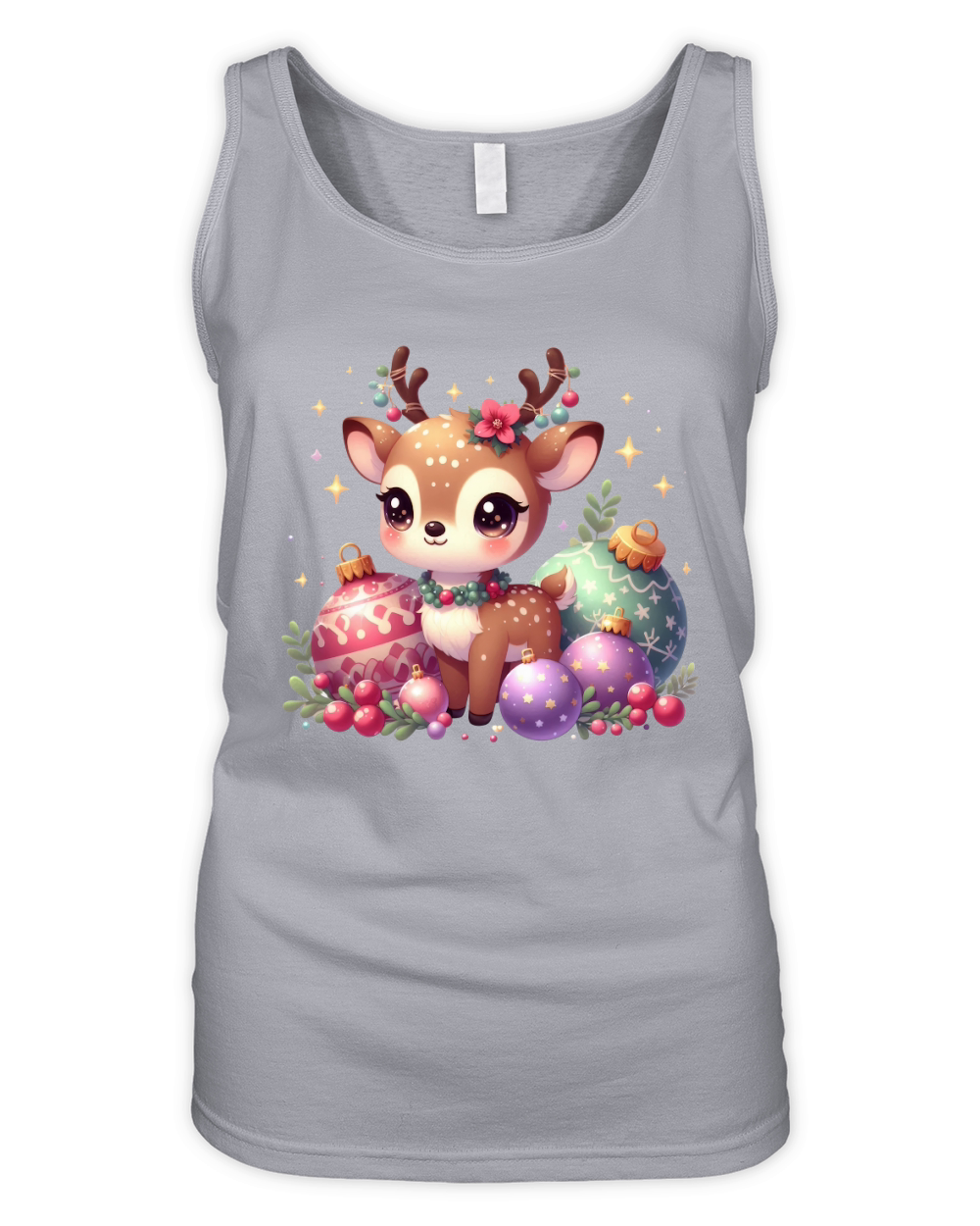 Cute Deer Christmas Watercolor Clipart2 Organic Women's Tank Top