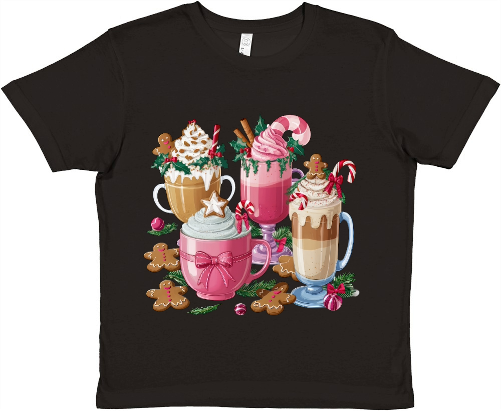 Christmas Coffee Pink Coquette Bow 04 Premium Kids Crewneck T-shirt