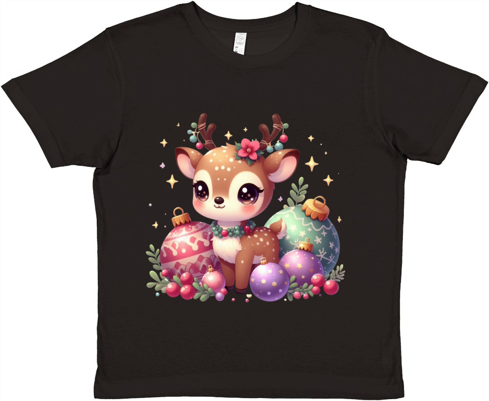 Cute Deer Christmas Watercolor Clipart2 Premium Kids Crewneck T-shirt