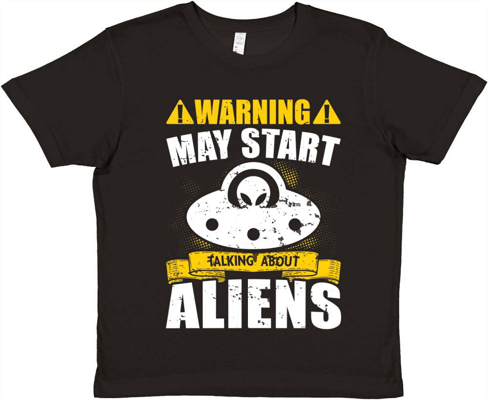 Vintage UFO Alien Warning May Start taking about Aliens Premium Kids Crewneck T-shirt