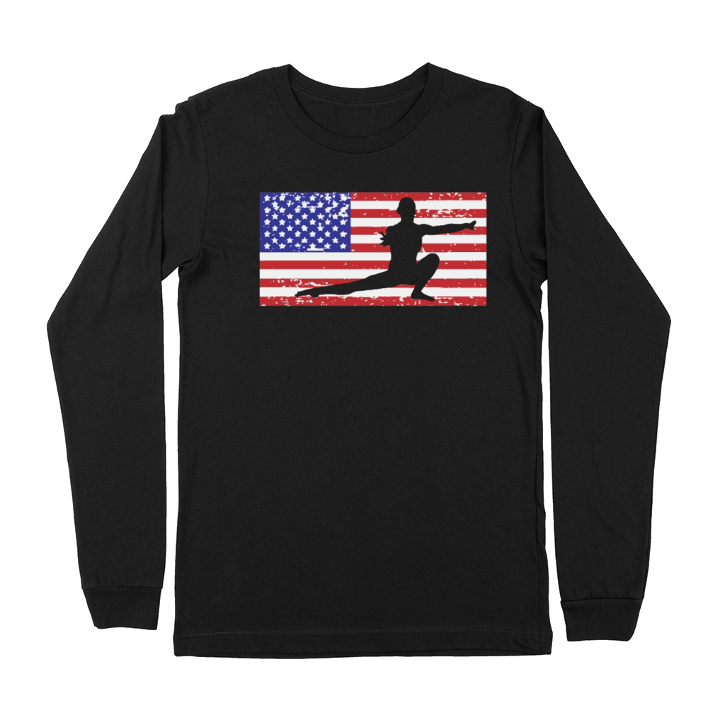 American Flag Vintage USA Flag Acrobatics Gymnast Premium Long Sleeve