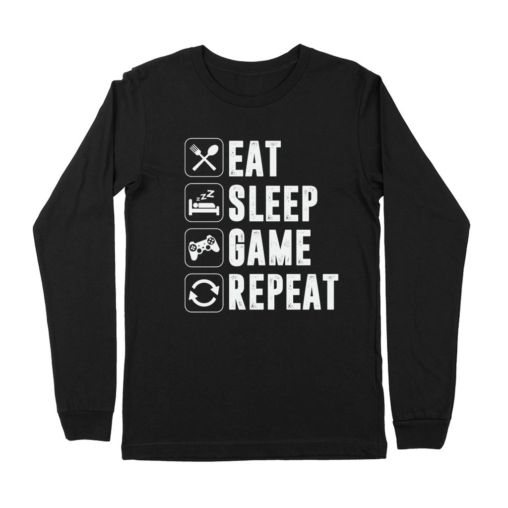 Eat Sleep Game Repeat Gaming Gamer Premium Long Sleeve
