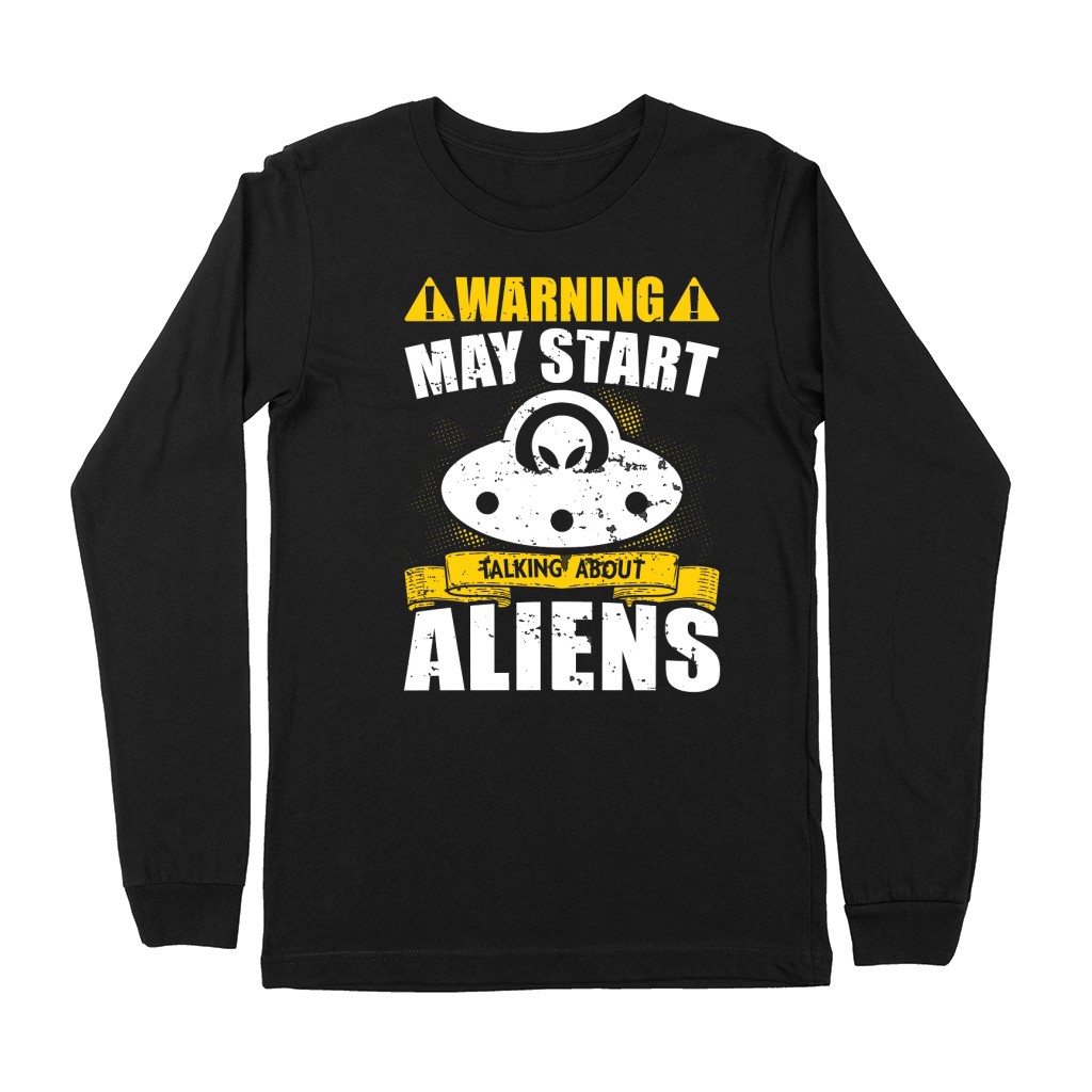 Vintage UFO Alien Warning May Start taking about Aliens Premium Long Sleeve