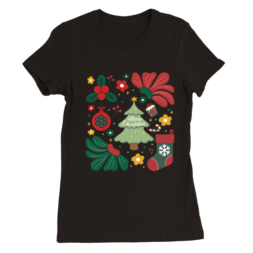 Boho Merry Christmas Tree 6 Premium Womens Crewneck T-shirt