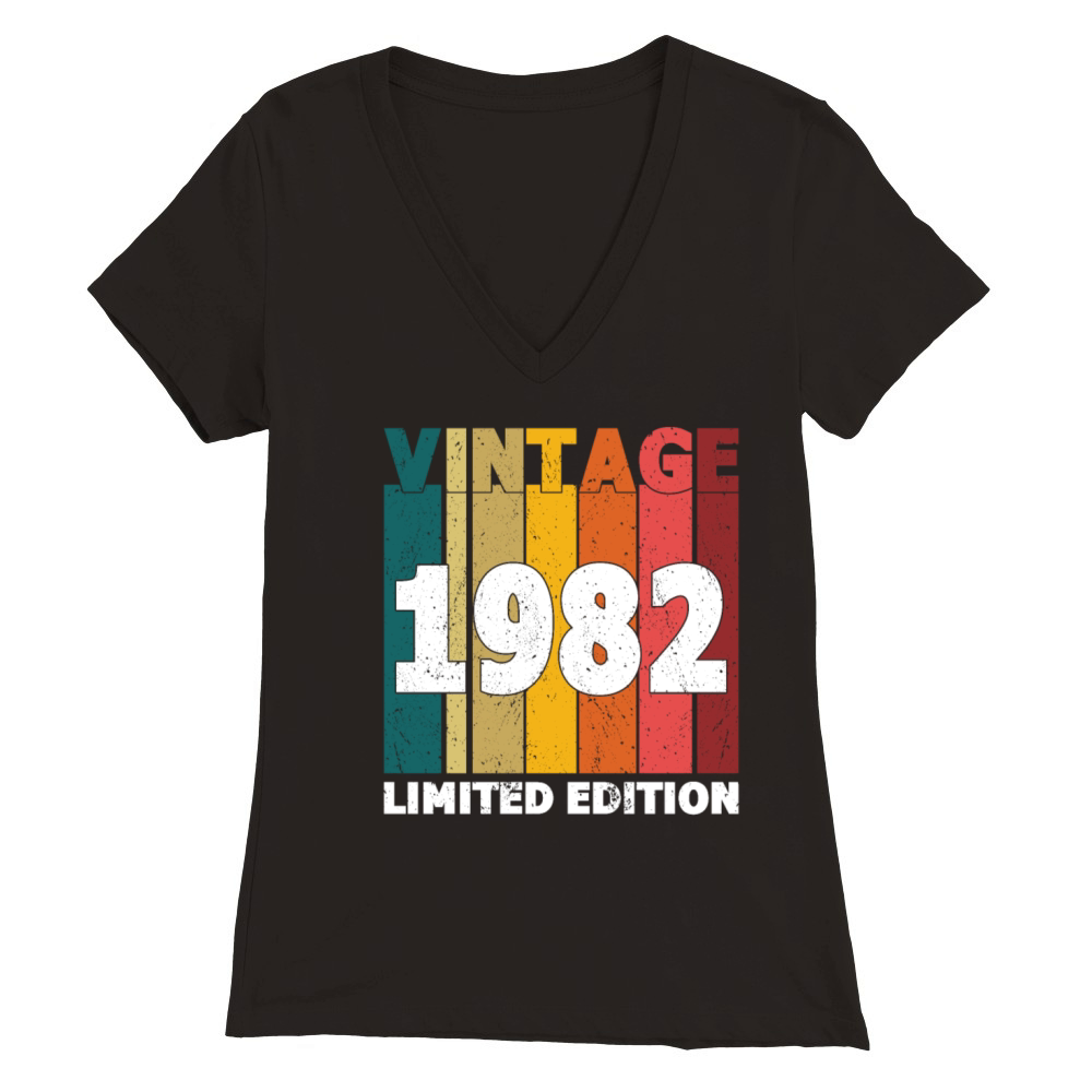 40th Birthday Vintage 1982 Limited Edition Premium Womens V-Neck T-shirt
