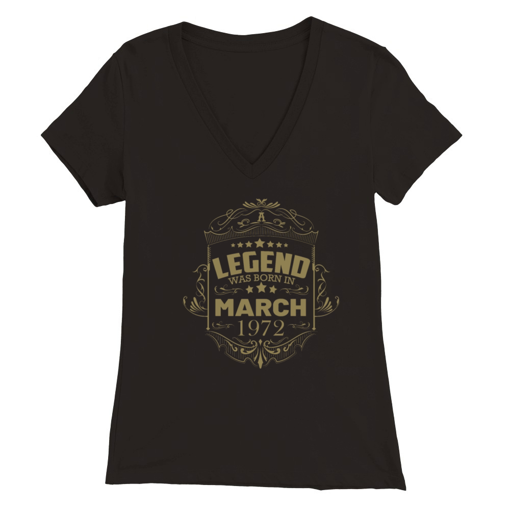 50th Birthday Gifts March 1972 Premium Womens V-Neck T-shirt