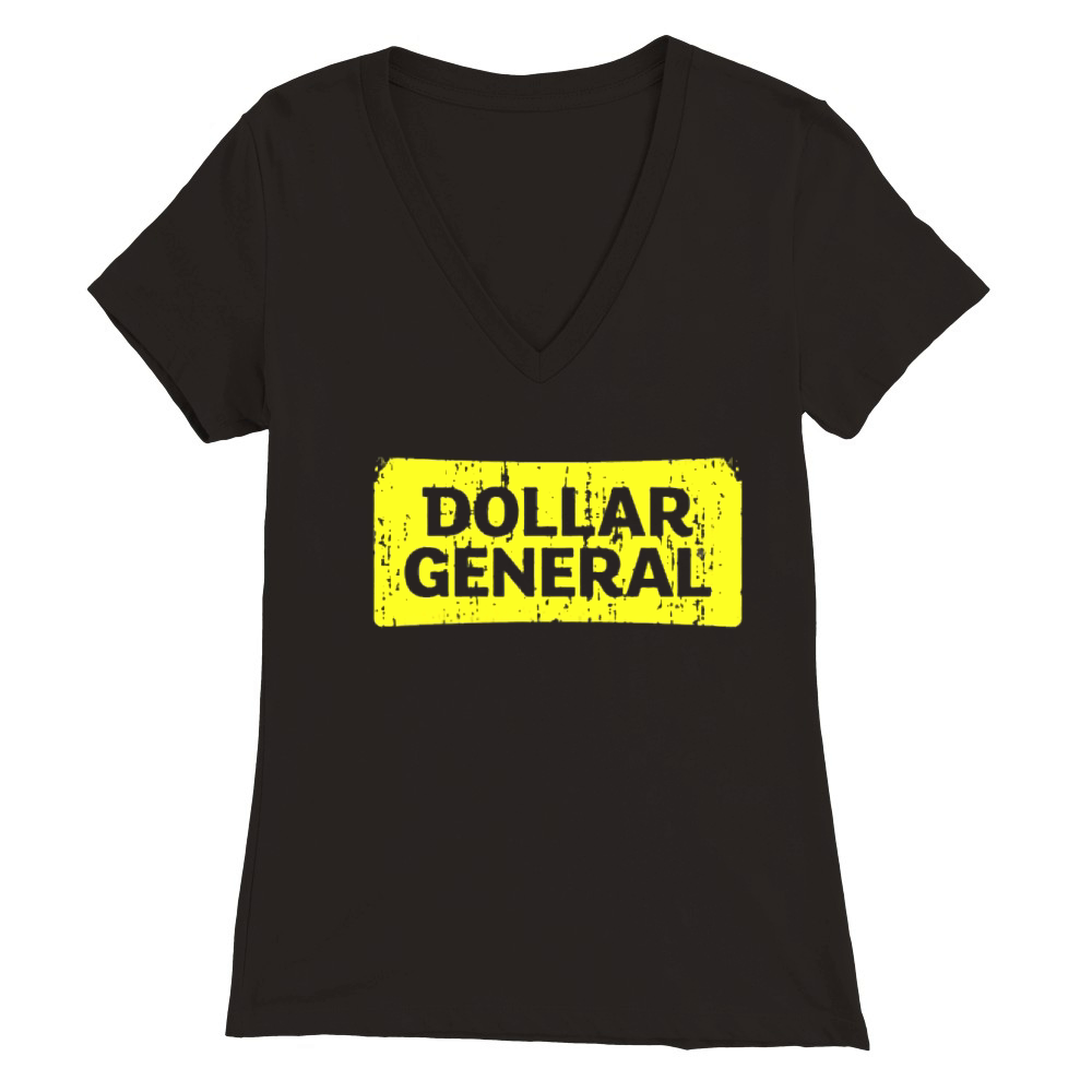 Dollar General Cool Grocery Store Pop Worn Look Premium Womens V-Neck T-shirt