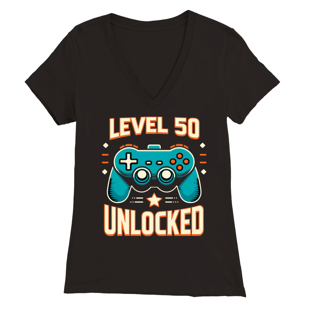 Level 50 unlocked Premium Womens V-Neck T-shirt