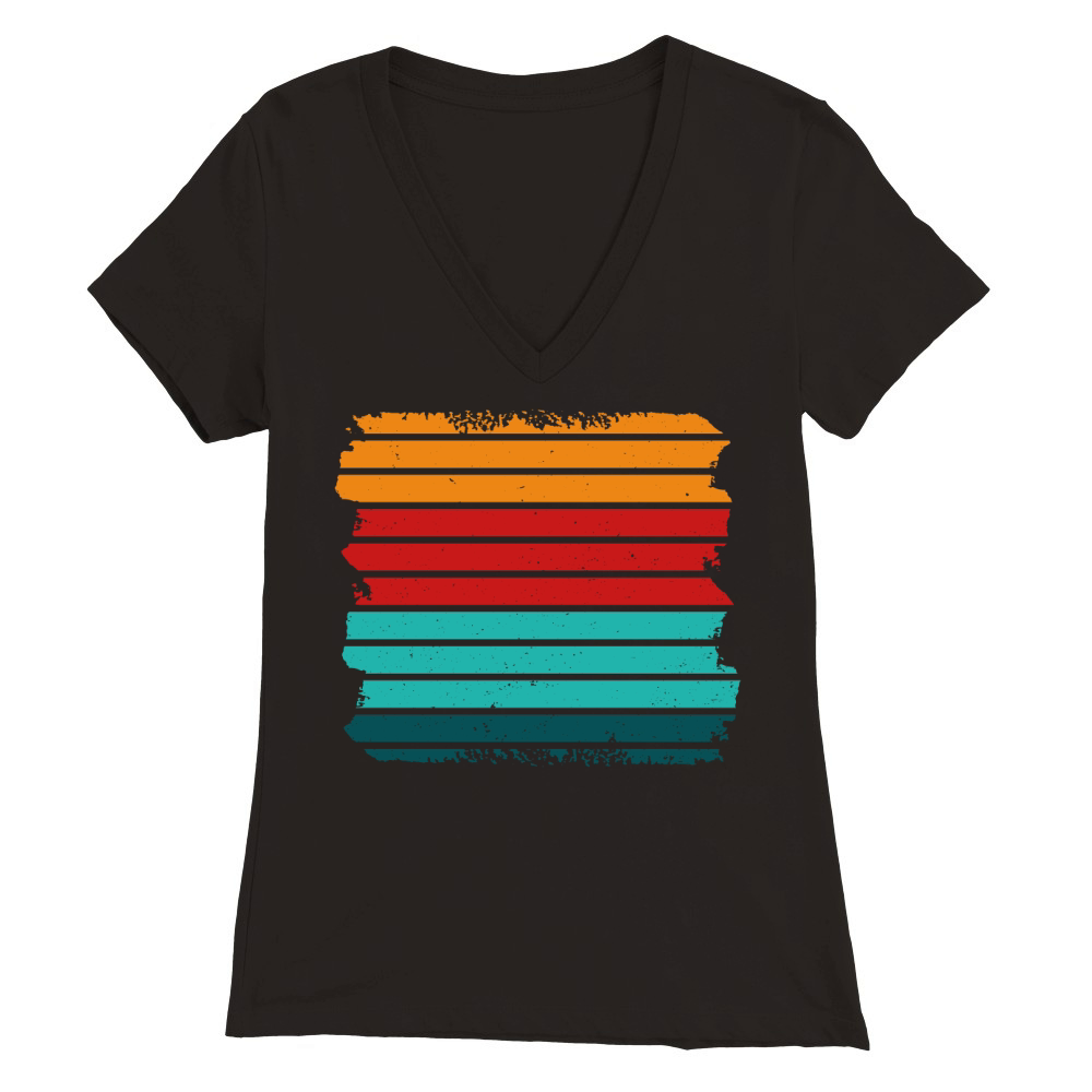 Vintage Retro Sunset (3) Premium Womens V-Neck T-shirt