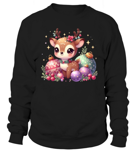 Cute Deer Christmas Watercolor Clipart2 Sweatshirt Unisex