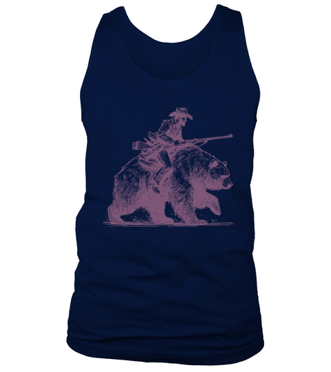 Cowboy Riding Bear L Purple Tank Top Unisex