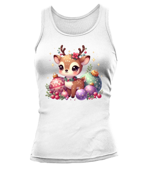 Cute Deer Christmas Watercolor Clipart2 Tank top Woman