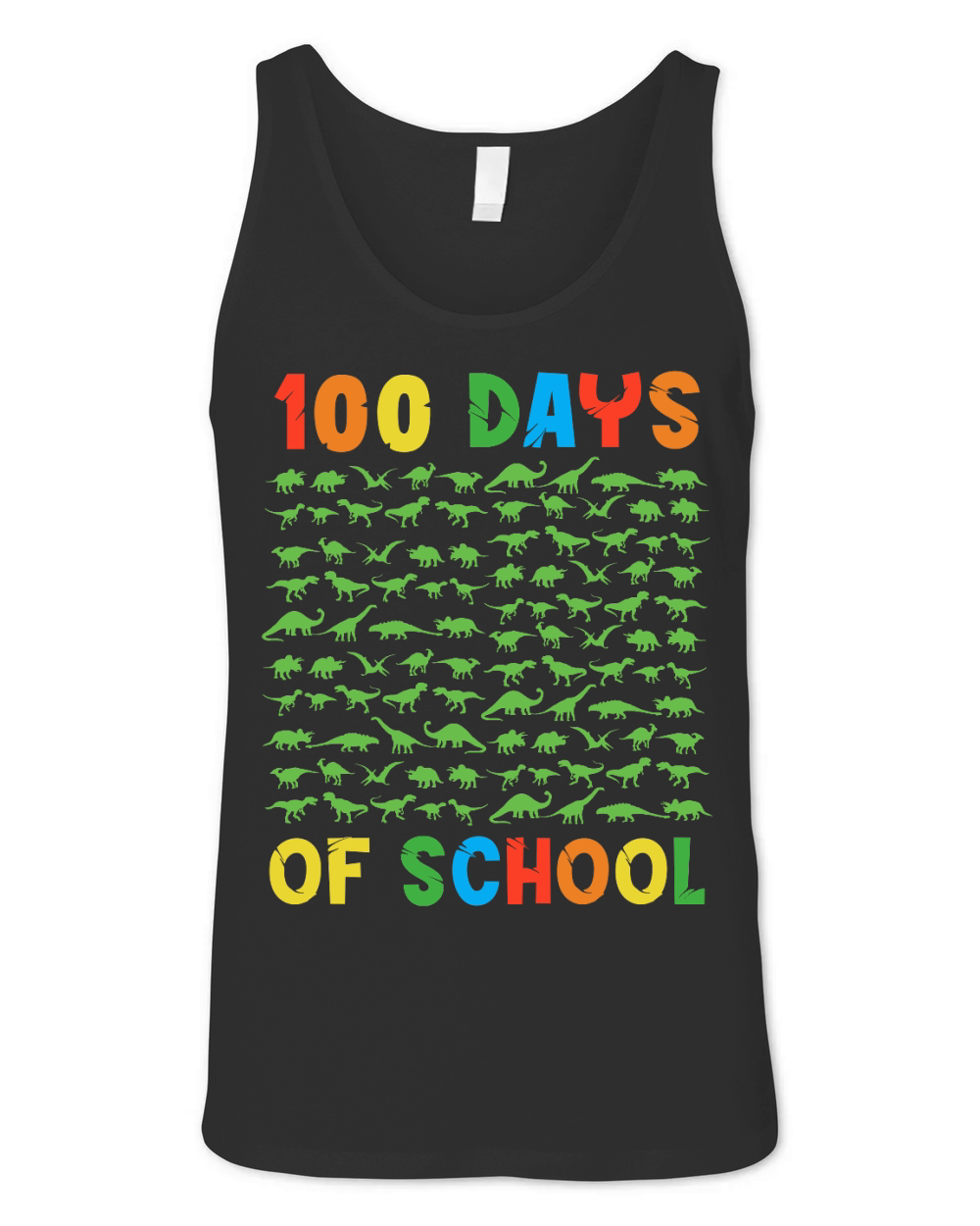 100 Days of School Dinosaur Silhouette Unisex Jersey Tank