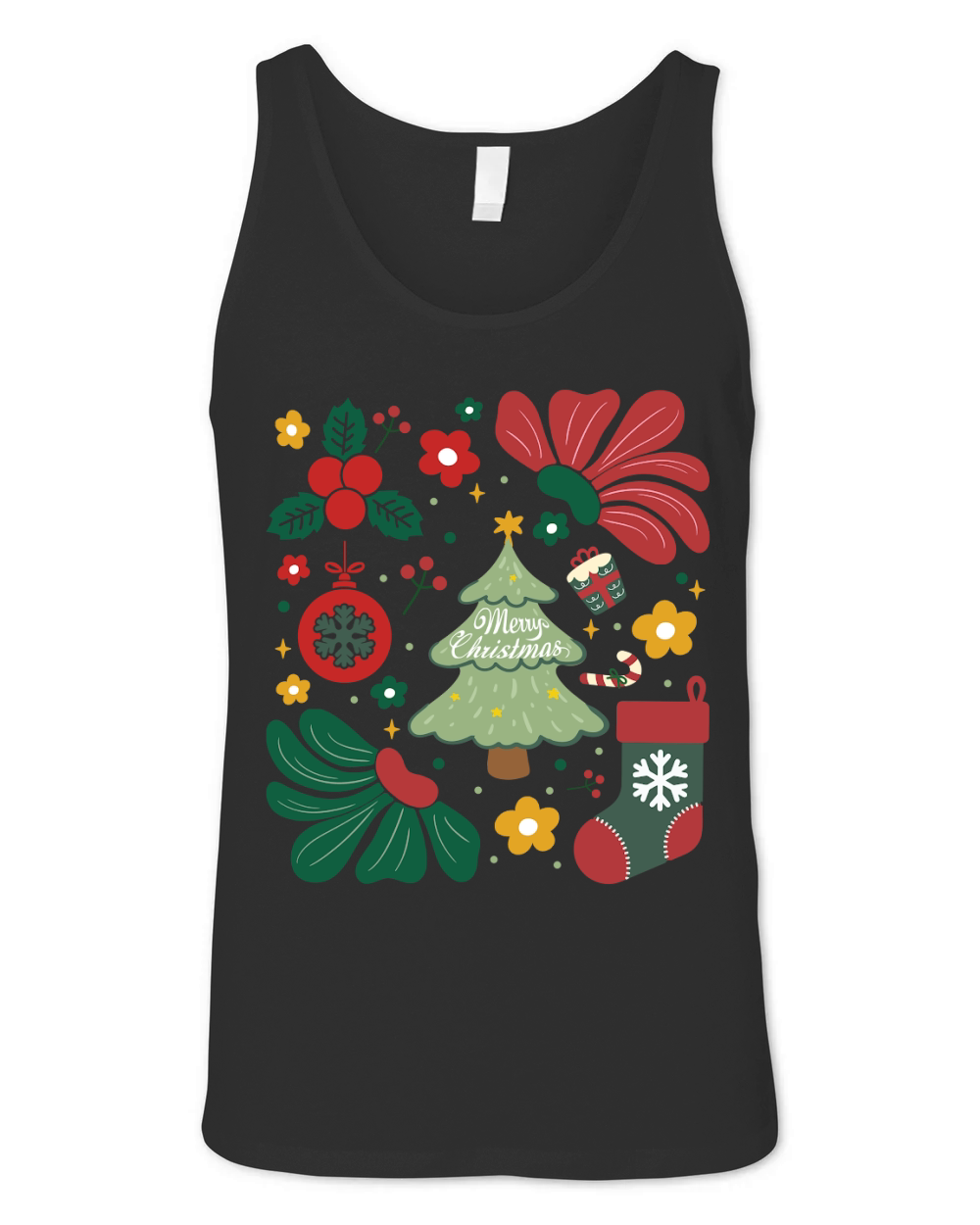 Boho Merry Christmas Tree 6 Unisex Jersey Tank