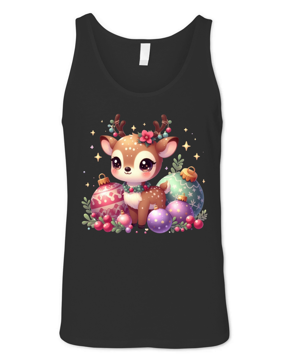 Cute Deer Christmas Watercolor Clipart2 Unisex Jersey Tank