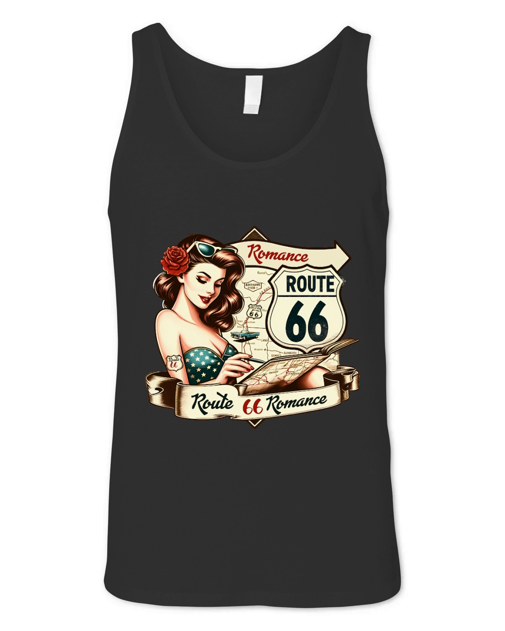 Retro Vintage route 66 Unisex Jersey Tank