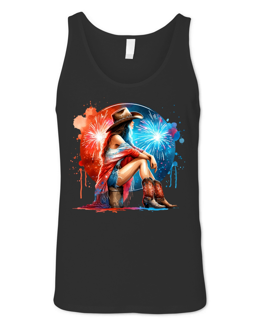 Watercolor Cowgirl 03 Unisex Jersey Tank
