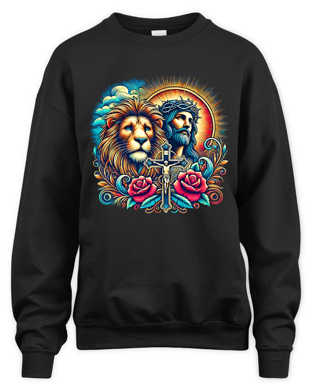 Jesus png Lion of Judah Unisex Premium Crewneck Sweatshirt