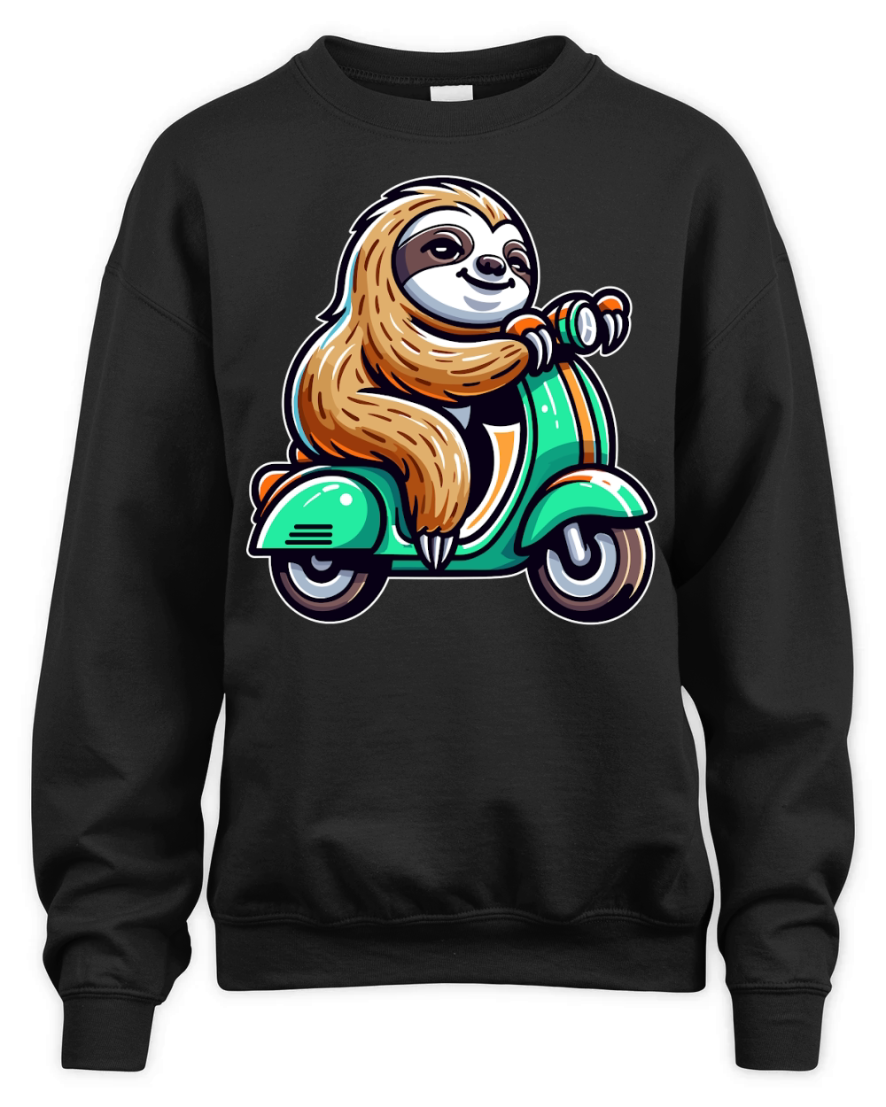 Sloth Riding Scooter 5 Unisex Premium Crewneck Sweatshirt