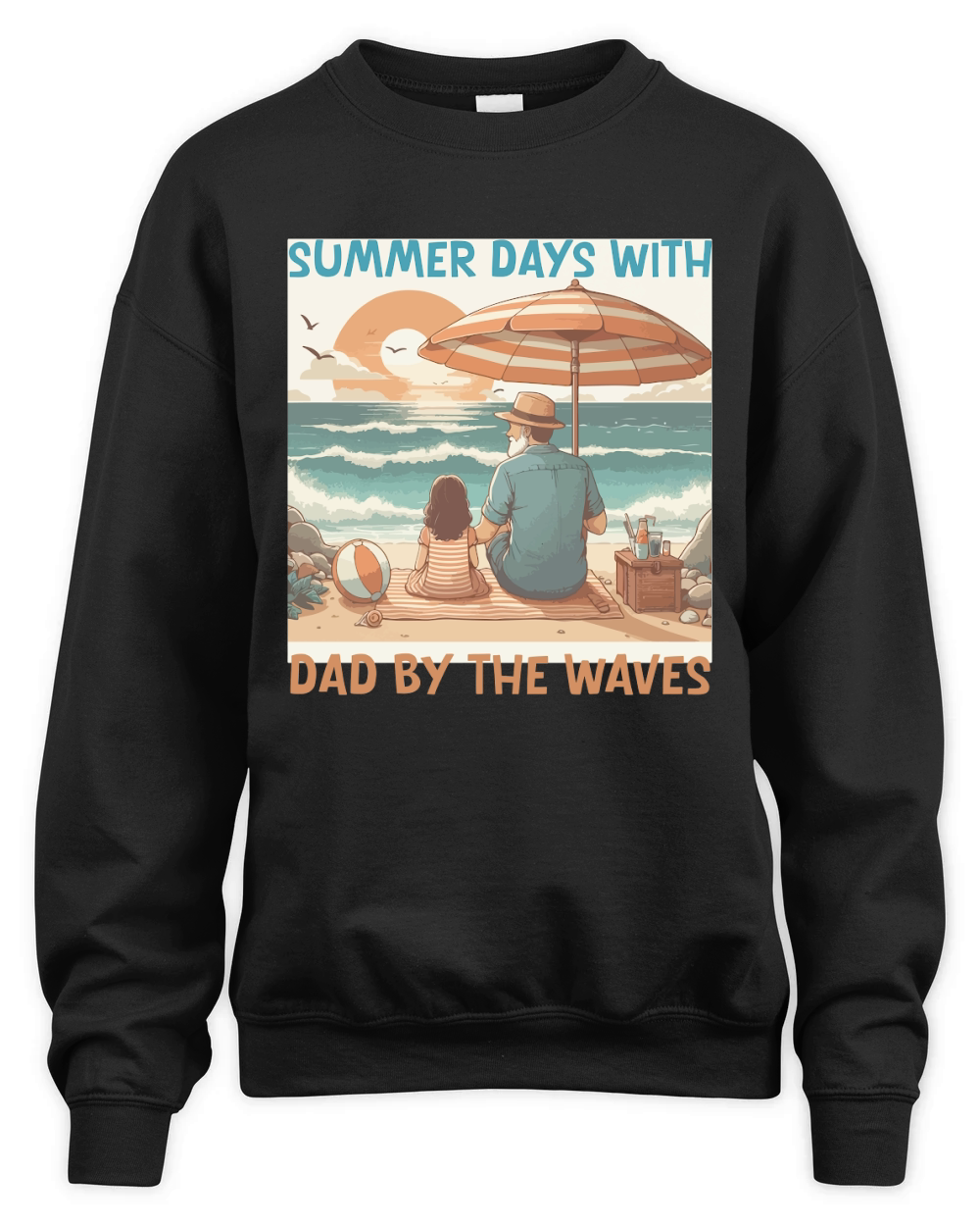 summer days with dad by the waves Unisex Premium Crewneck Sweatshirt