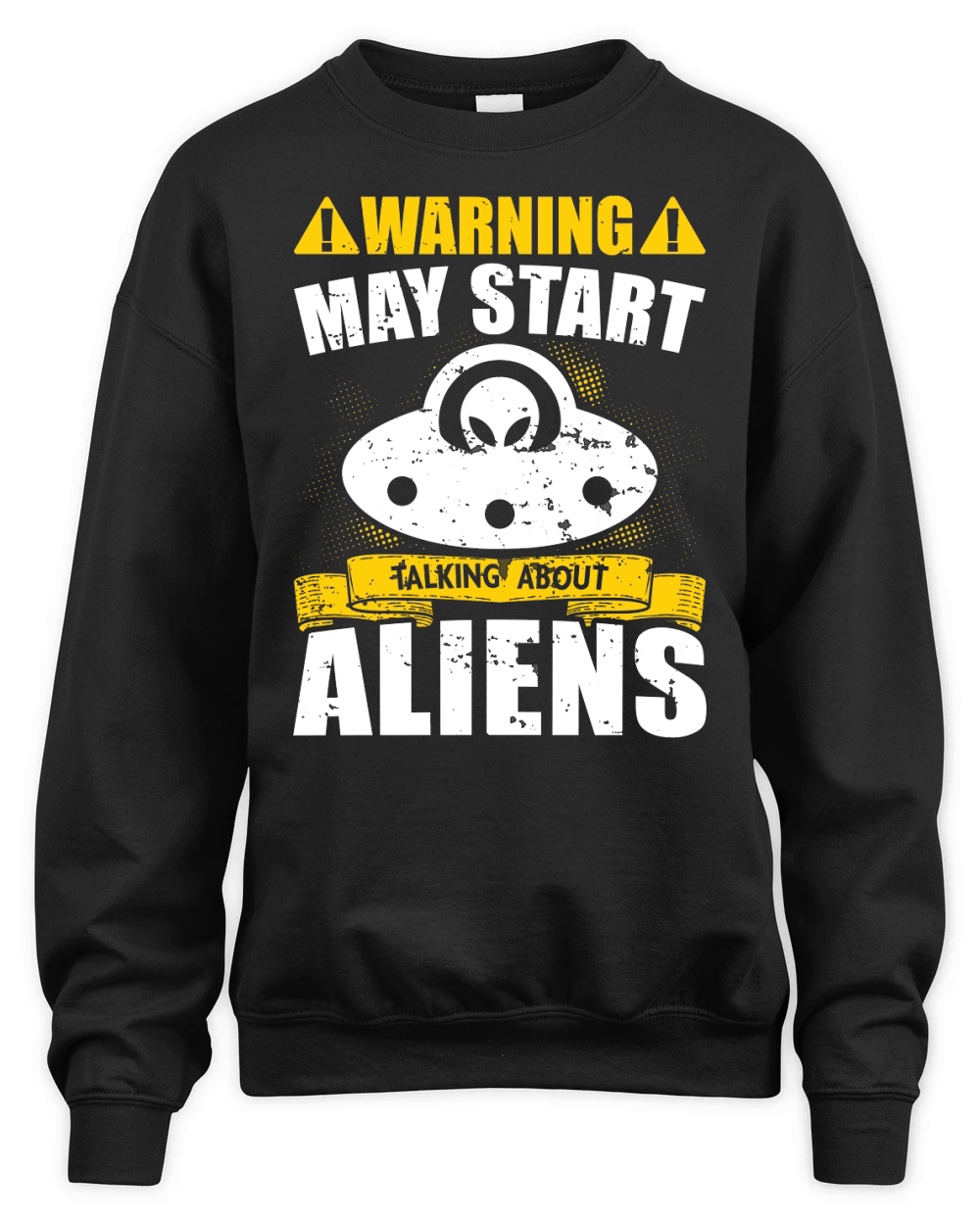 Vintage UFO Alien Warning May Start taking about Aliens Unisex Premium Crewneck Sweatshirt