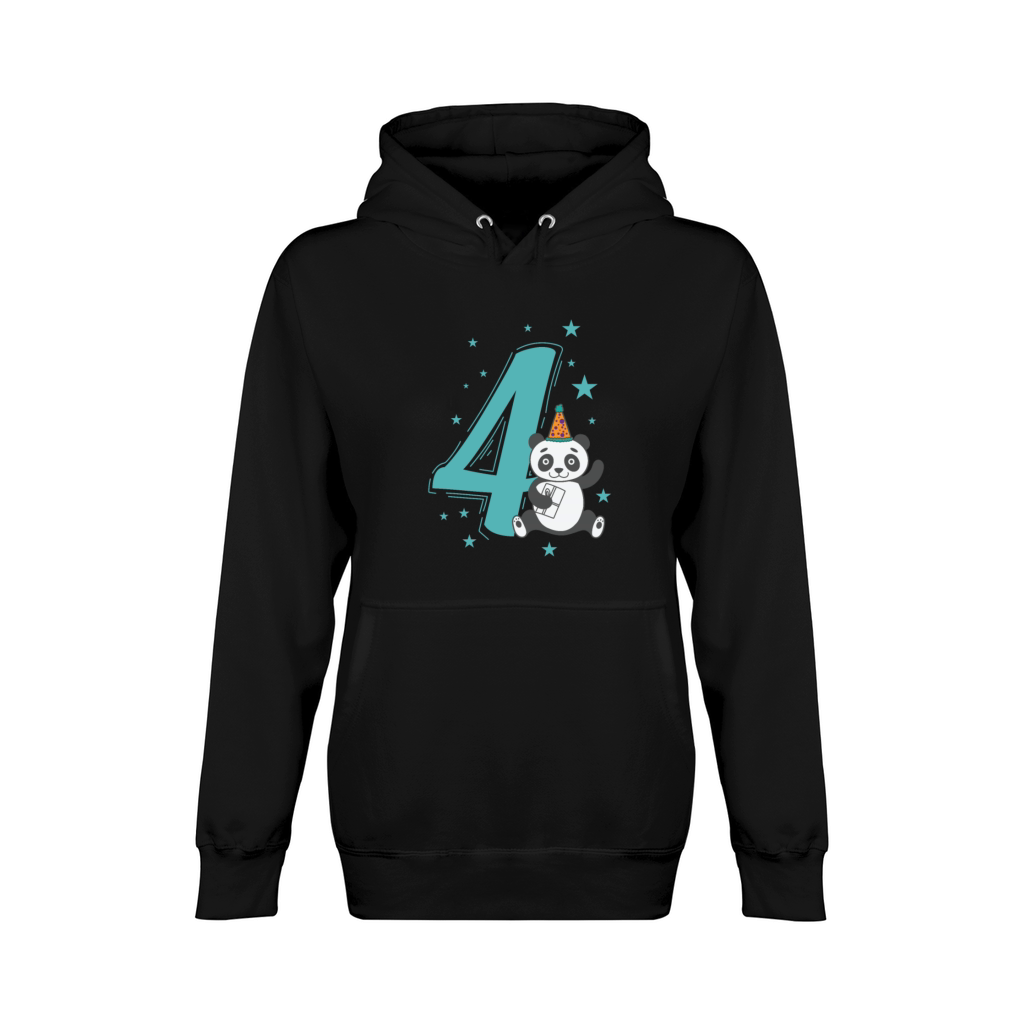 4th Birthday Panda Child Birthday Party Unisex Premium Pullover Hoodie